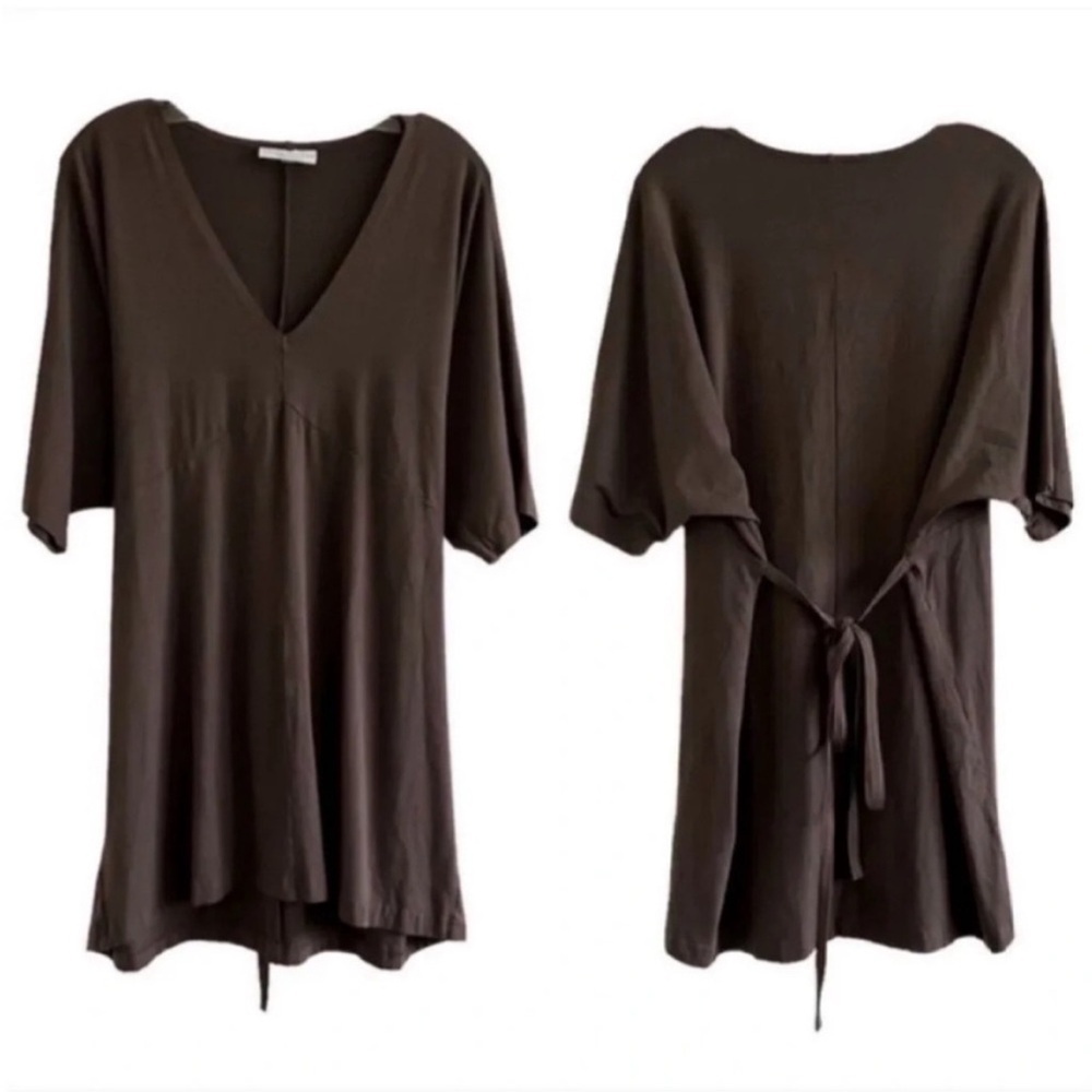 Bryn Walker Brown Waist Tie Oversized Tunic Top